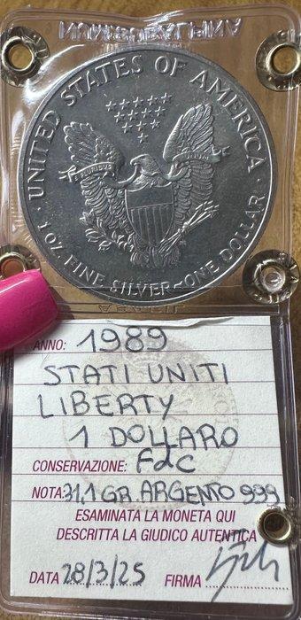 Verenigde Staten. 1 Dollar 1989 Liberty, 1 Oz (.999), Postzegels en Munten, Munten | Europa | Niet-Euromunten
