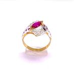 Zonder Minimumprijs - Ring - 9 kt. Geel goud, Zilver Robijn, Sieraden, Tassen en Uiterlijk, Ringen, Nieuw