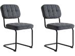 Eetkamerstoelen Flexa Antraciet Stof Set van 2, Verzenden, Nieuw