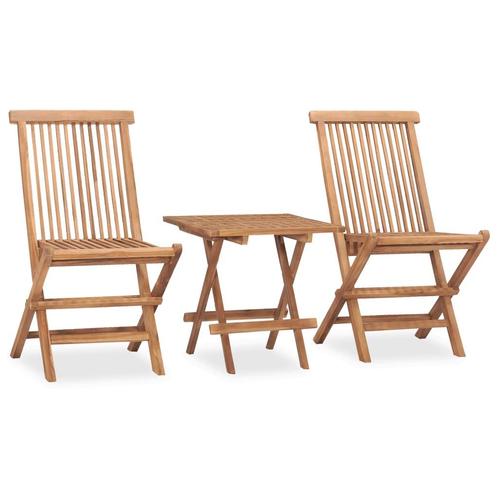 vidaXL 3-delige Tuinset inklapbaar massief teakhout, Tuin en Terras, Tuinsets en Loungesets, Tuinset, Nieuw, 2 zitplaatsen, Hout