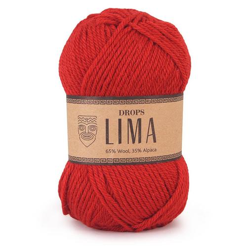 DROPS Lima Uni Colour - 3609 rood - Wol Garen, Hobby en Vrije tijd, Breien en Haken, Ophalen of Verzenden