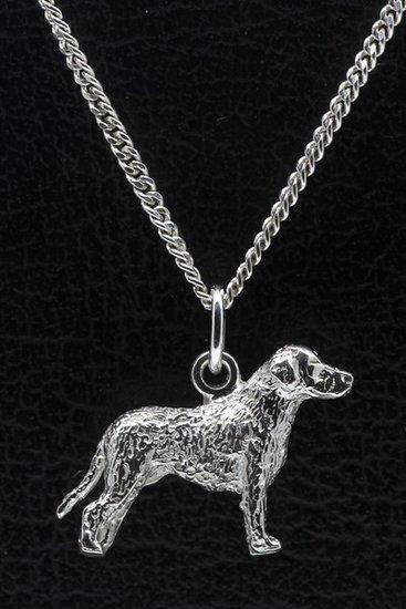 Zilveren Curly coated retriever ketting hanger - groot, Sieraden, Tassen en Uiterlijk, Kettinghangers, Verzenden