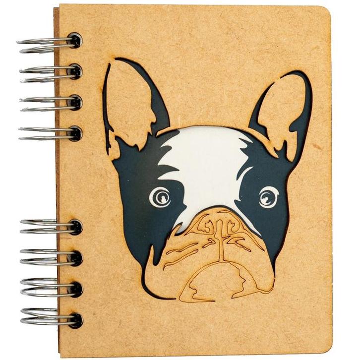 Notebook MDF 3d kaft A6 gelinieerd - Franse Bulldog NIEUW, Diversen, Schrijfwaren, Nieuw, Ophalen of Verzenden