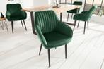 Elegante armleuningstoel TURIJN smaragdgroen fluweel met, Huis en Inrichting, Stoelen, Ophalen of Verzenden, Nieuw
