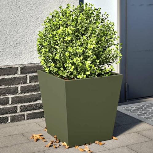 vidaXL Plantenbakken 2 st 40x40x40 cm staal olijfgroen, Tuin en Terras, Bloembakken en Plantenbakken, Nieuw, Metaal, Verzenden