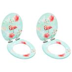 vidaXL Toiletbrillen met soft-close deksel 2 st flamingo MDF, Verzenden, Nieuw