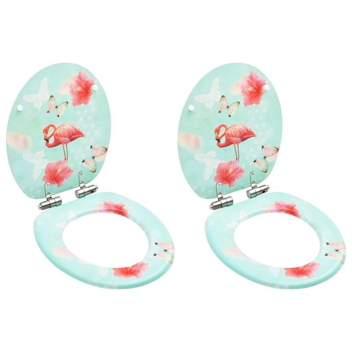 vidaXL Toiletbrillen met soft-close deksel 2 st flamingo MDF, Doe-het-zelf en Verbouw, Sanitair, Nieuw, Verzenden