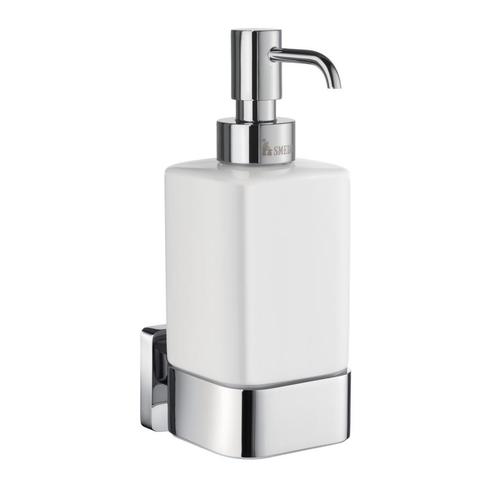 Zeepdispenser Smedbo Ice met Houder Mat Glas 6.3x8.8x18 cm, Doe-het-zelf en Verbouw, Sanitair, Bad, Nieuw, Chroom, Ophalen of Verzenden