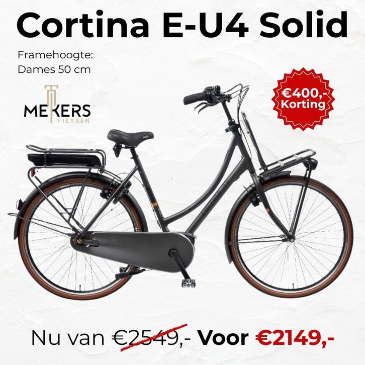 NIEUW Cortina E-bike E-U4 Solid 50cm zwart 7 versnellingen, Fietsen en Brommers, Fietsen | Dames | Omafietsen, Nieuw, 50 tot 53 cm