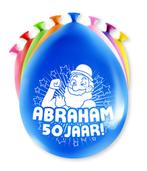 Abraham Ballonnen 50 Jaar 30cm 8st, Hobby en Vrije tijd, Feestartikelen, Verzenden, Nieuw