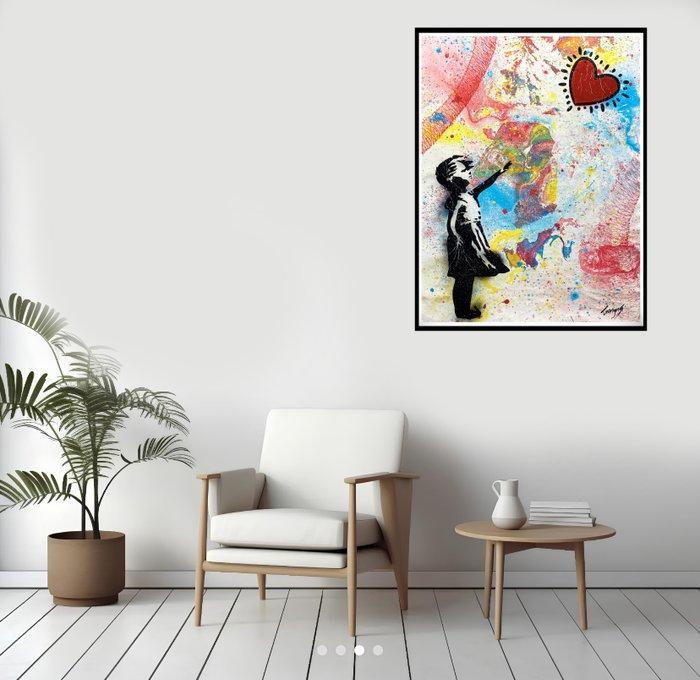 Gongas (XX-XXI) - vs Banksy - Keith´s Heart - No Reserve, Antiek en Kunst, Kunst | Schilderijen | Modern