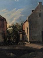 Europese school (XIX) - Dorfansicht mit Gebäuden, Antiek en Kunst, Kunst | Schilderijen | Klassiek