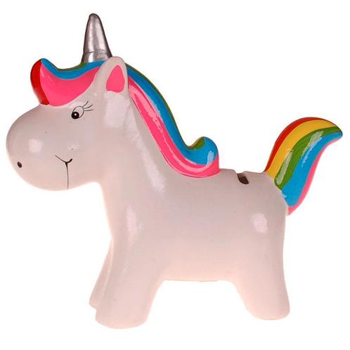 Spaarpot - Eenhoorn Unicorn Wit - Regenboogkleuren & Zilverk, Verzamelen, Spaarpotten, Nieuw, Ophalen of Verzenden