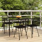 vidaXL 5-delige Tuinset poly rattan zwart, 4 zitplaatsen, Nieuw, Tuinset, Verzenden
