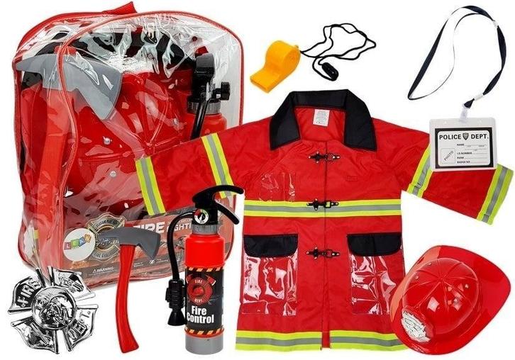 Brandweer outfit - 3+ jaar - helm, jas, blusser - ce-gece..., Kinderen en Baby's, Carnavalskleding en Verkleedspullen, Nieuw, Ophalen of Verzenden