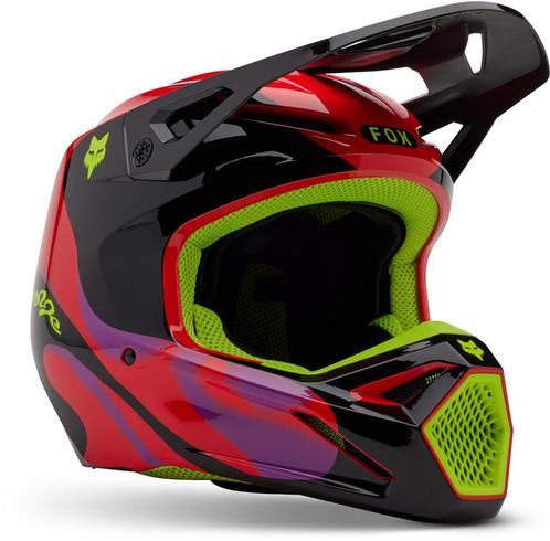 FOX V1 Emotion Zwart Rood Geel Crosshelm, Motoren, Kleding | Motorhelmen, Offroadhelm, Heren, XXL, Nieuw met kaartje, Overige merken