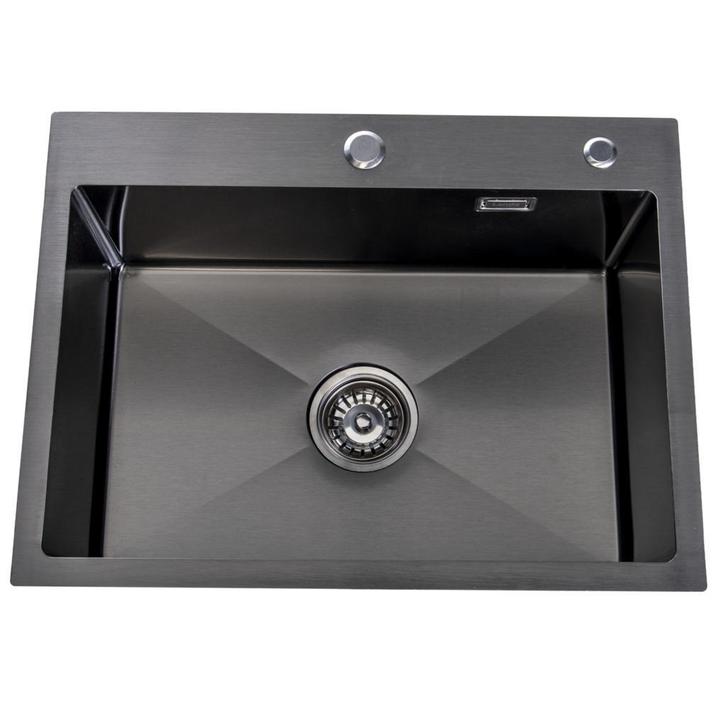 Spoelbak | Wasbak | Gootsteen | 59x44x20 | Zwart | Kraangat, Huis en Inrichting, Keuken | Keukenelementen, 25 tot 50 cm, Zwart