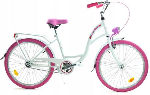 Stijlvolle roze-witte meisjesfiets 24 inch met comfortabe..., Fietsen en Brommers, Fietsen | Meisjes, Handrem, 24 inch, Nieuw