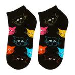 Katten sneakersokken | Zwart met gekleurde kattenkoppen, Kleding | Dames, Sokken en Kousen, Nieuw, Sokken en Kniesokken, Zwart