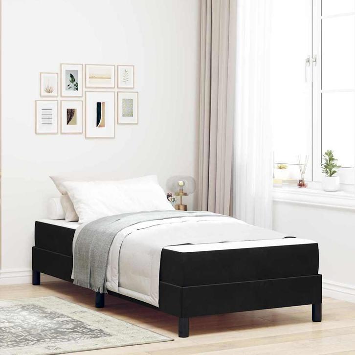 vidaXL Boxspringbed met matras Zwart 80 x 220 cm Stof, Huis en Inrichting, Slaapkamer | Bedden, Zwart, Nieuw, Stof, Verzenden