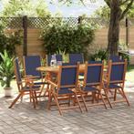 vidaXL 9-delige Tuinset massief acaciahout en textileen, Tuin en Terras, Nieuw, 8 zitplaatsen, Tuinset, Verzenden