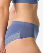 HEMA Dameshipster naadloos micro met kant blauw 3+1 gratis, Verzenden, Blauw