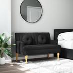 vidaXL Bankje met kussens 113x64,5x75,5 cm stof zwart, Verzenden, Nieuw, Stof
