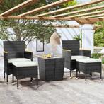 vidaXL 5-delige Bistroset poly rattan en gehard glas zwart, Tuin en Terras, Tuinsets en Loungesets, Verzenden, Nieuw, Rotan