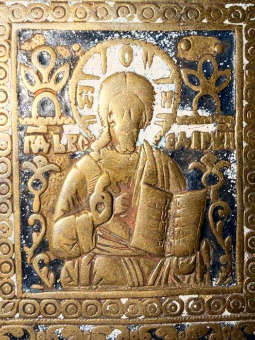 Icoon - Christus Pantokrator - Brons, Emaille, Antiek en Kunst, Kunst | Niet-Westerse kunst