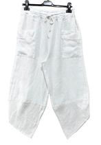 Linnen 7/8 broek met voor steekzakken - asymmetrisch rand, Kleding | Dames, Nieuw