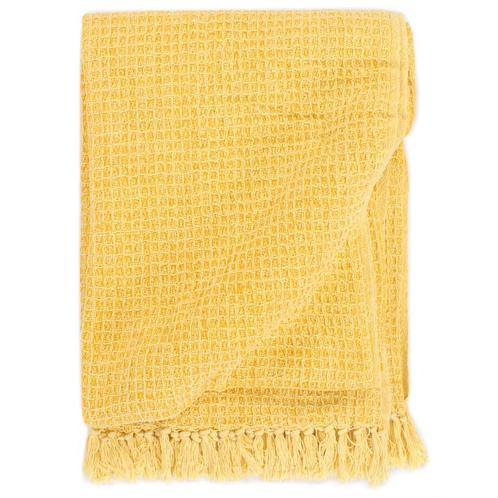 vidaXL Plaid 125x150 cm katoen mosterdgeel, Huis en Inrichting, Slaapkamer | Beddengoed, Geel, Nieuw, Verzenden