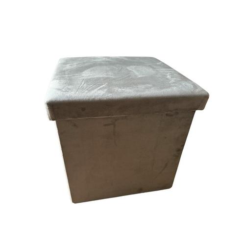 Poef met Opbergruimte - Grijs - Suede - 40 cm x 40 cm x 40, Huis en Inrichting, Banken | Voetenbanken en Poefen, Nieuw, Verzenden
