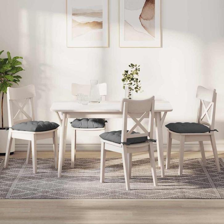 vidaXL Zitkussens 4 pcs Donkergrijs 40 x 40 x 6 cm, Huis en Inrichting, Woonaccessoires | Kussens, Grijs, Nieuw, Verzenden