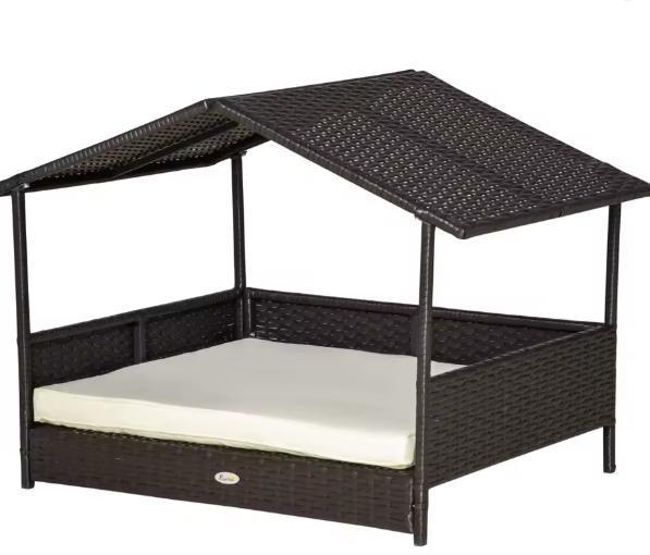 Rotan Hondenhuis met Kussen – Weerbestendig 98×69×73, Dieren en Toebehoren, Hondenhokken, Nieuw, Verzenden