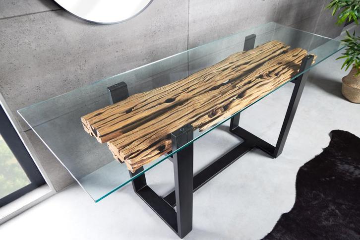 Design consoletafel BARRACUDA 150cm gerecycled teakglas, Huis en Inrichting, Tafels | Sidetables, Ophalen of Verzenden