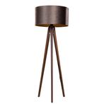 Vloerlamp tripod walnoot hout met velours kap bruin 50cm -, Huis en Inrichting, Lampen | Vloerlampen, Nieuw, Overige materialen