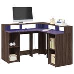 vidaXL Bureau met LED-verlichting 130x130x91 cm hout bruin, Verzenden, Nieuw