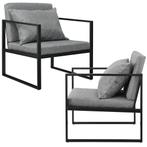 Design fauteuil met kussens 70x60x60 cm set van 2 donkergrij, Huis en Inrichting, Verzenden, Nieuw