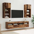vidaXL TV Wand Eenheden met LED 5 pcs Oud Hout 40,5 x 30 x, Minder dan 50 cm, Verzenden, Nieuw, Minder dan 100 cm