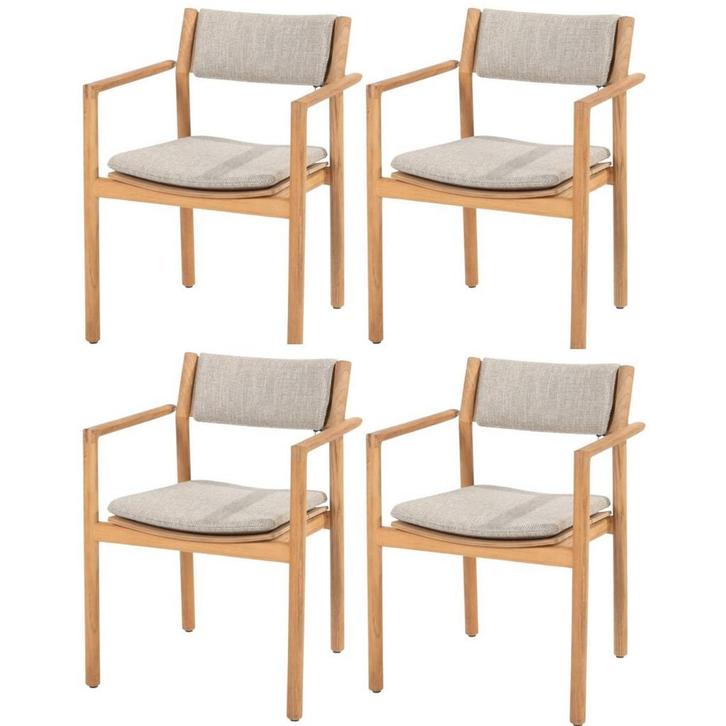 Levi stapelbare tuinstoel teak 4 Seasons Outdoor set van 4, Tuin en Terras, Tuinstoelen, Nieuw, Teakhout, Ophalen of Verzenden