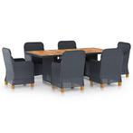 vidaXL 7-delige Tuinset met kussens poly rattan donkergrijs, Tuin en Terras, 6 zitplaatsen, Nieuw, Tuinset, Verzenden