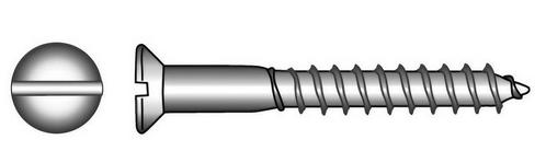 Koperen houtschroef met verzonken en sleufkop M4 x 40mm, Watersport en Boten, Bootonderdelen, Nieuw, Zeilboot of Motorboot, Ophalen of Verzenden