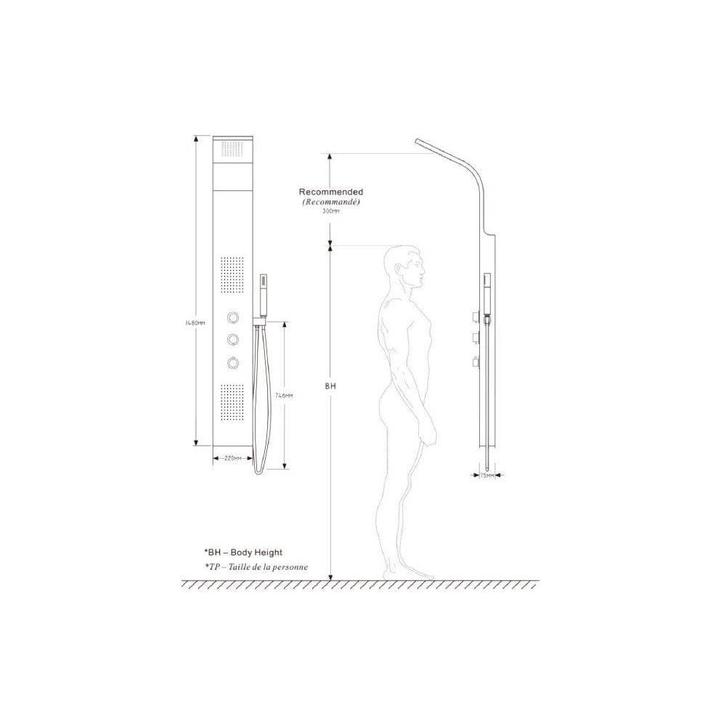 Rvs Douchekolom Bres + Thermostaatkraan 148X22Cm, Doe-het-zelf en Verbouw, Sanitair, Ophalen of Verzenden