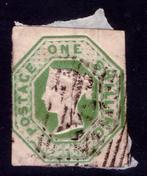 Groot-Brittannië 1847 - 1s groene geemboste uitgifte op een, Gestempeld