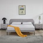 Gestoffeerd bed Porvoo met bedbodem en matras 160x200 cm gri, Verzenden, Nieuw