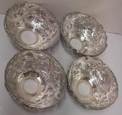 Luen Hing - Chinese Export Silver - Kom (4) - Zilver, Antiek en Kunst, Antiek | Overige Antiek