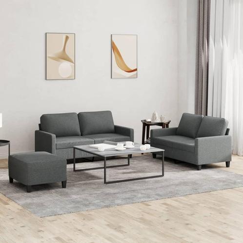 vidaXL 3-delige Loungeset met kussens stof donkergrijs, Huis en Inrichting, Banken | Bankstellen, Nieuw, Stof, Vierpersoons of meer