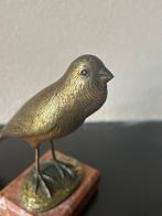 Beeldje - Parkiet, vogel - verguld brons
