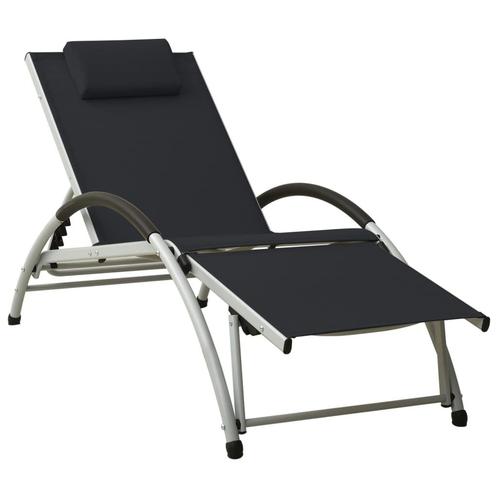 vidaXL Ligbed met kussen textileen zwart, Tuin en Terras, Ligbedden, Nieuw, Verzenden