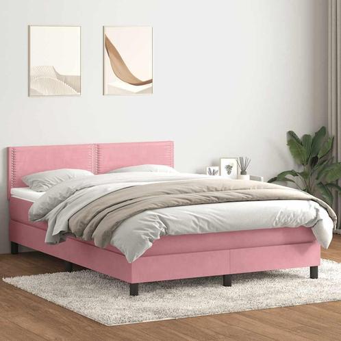 vidaXL Boxspring met matras fluweel roze 160x210 cm, Huis en Inrichting, Slaapkamer | Bedden, Nieuw, Stof, Verzenden